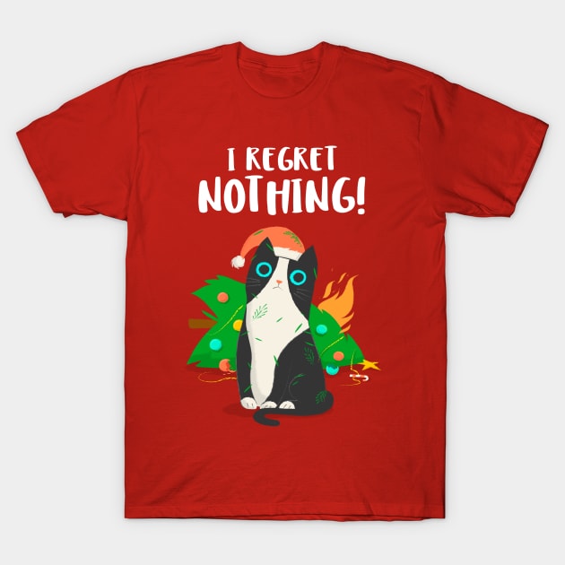 I regret nothing - Cat Christmas Tree T-Shirt by MadeBySerif